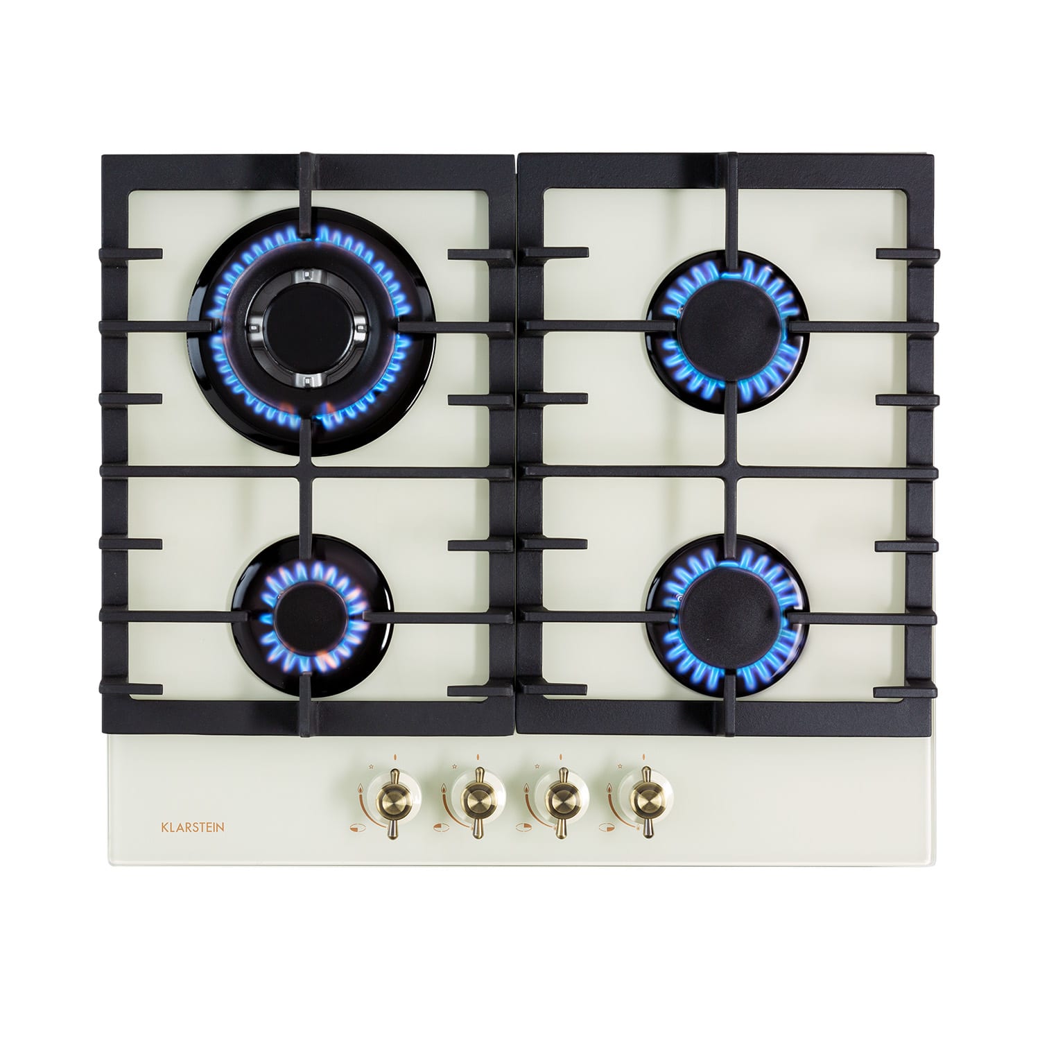 Victoria, 4-Zone Gas Hob, 4-Burner, Glass Ceramic, Ivory