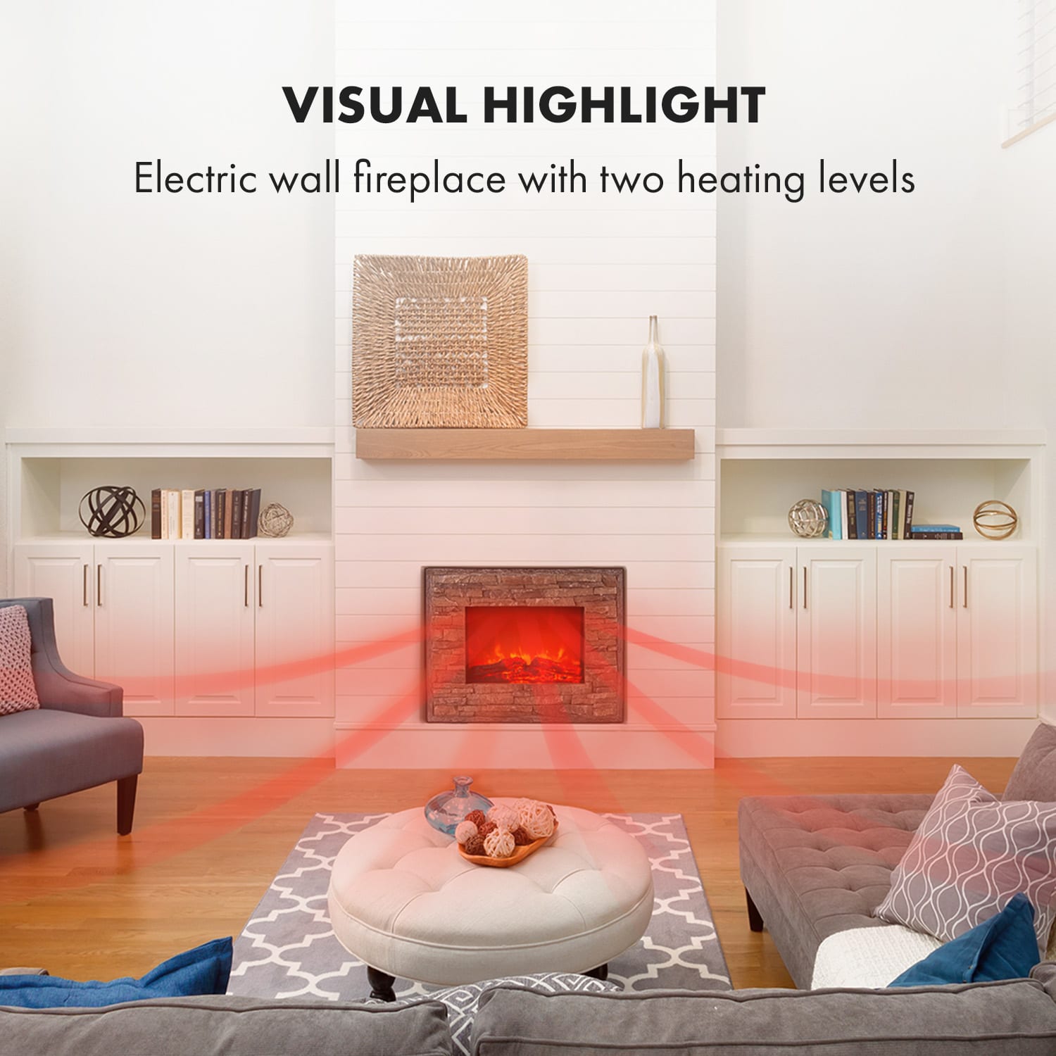 Alpbach Chimenea eléctrica 1800W 2 niveles de calefacción 65 cm Aspecto