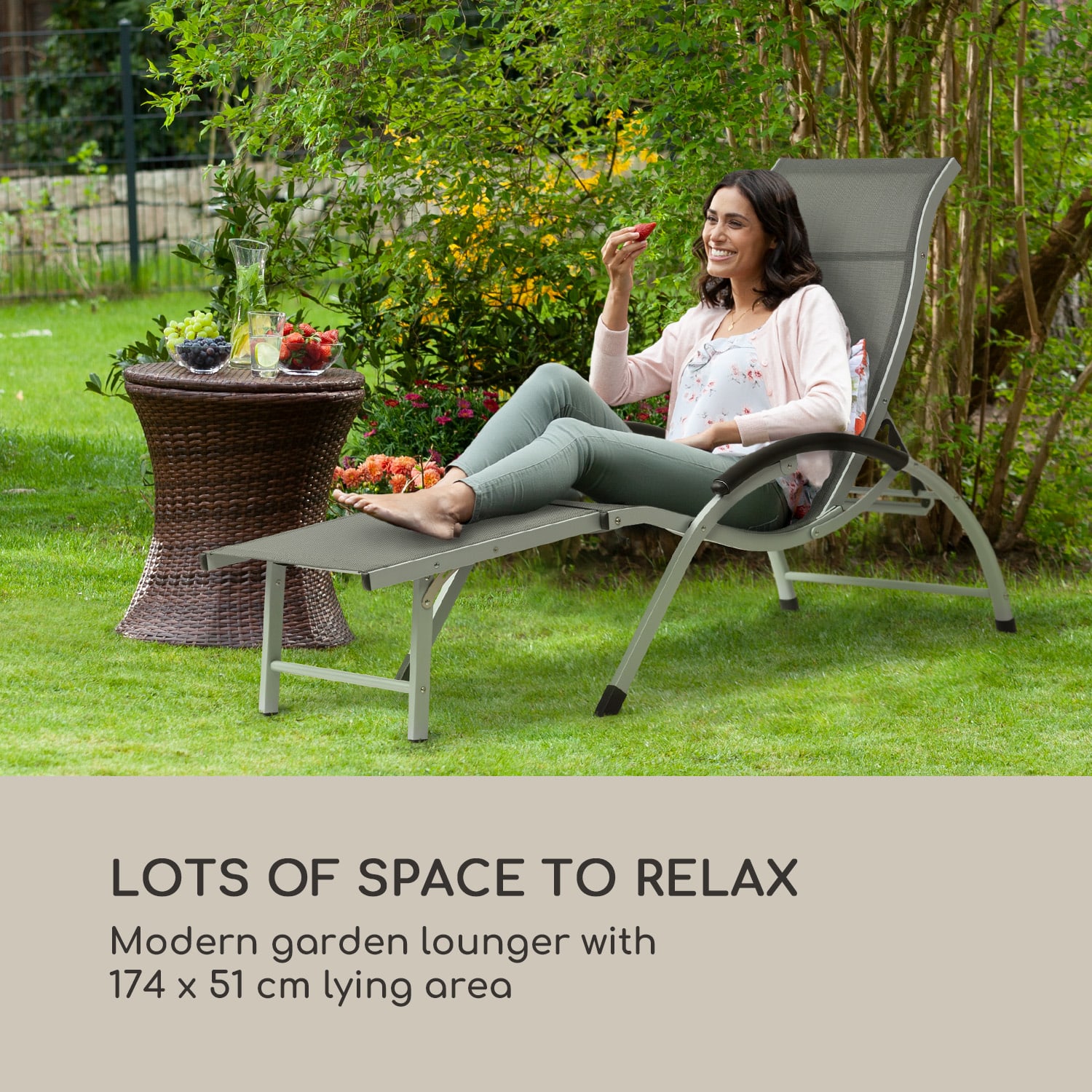 Sunnyvale chaise longue avec reposepieds en aluminium 4 marches Gris