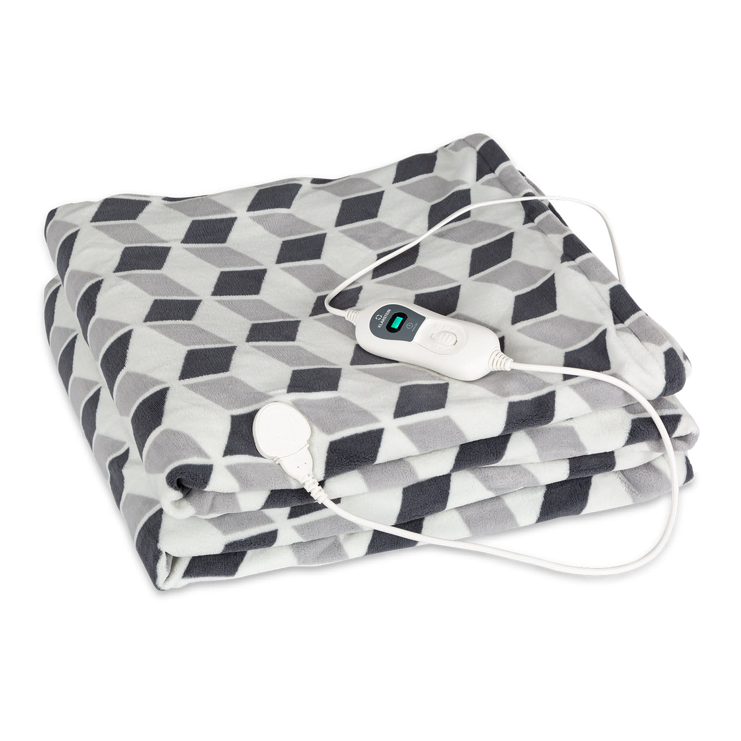 Dr. Watson XXL Couverture électrique 120W 200x180 cm polaire de corail carreaux gris