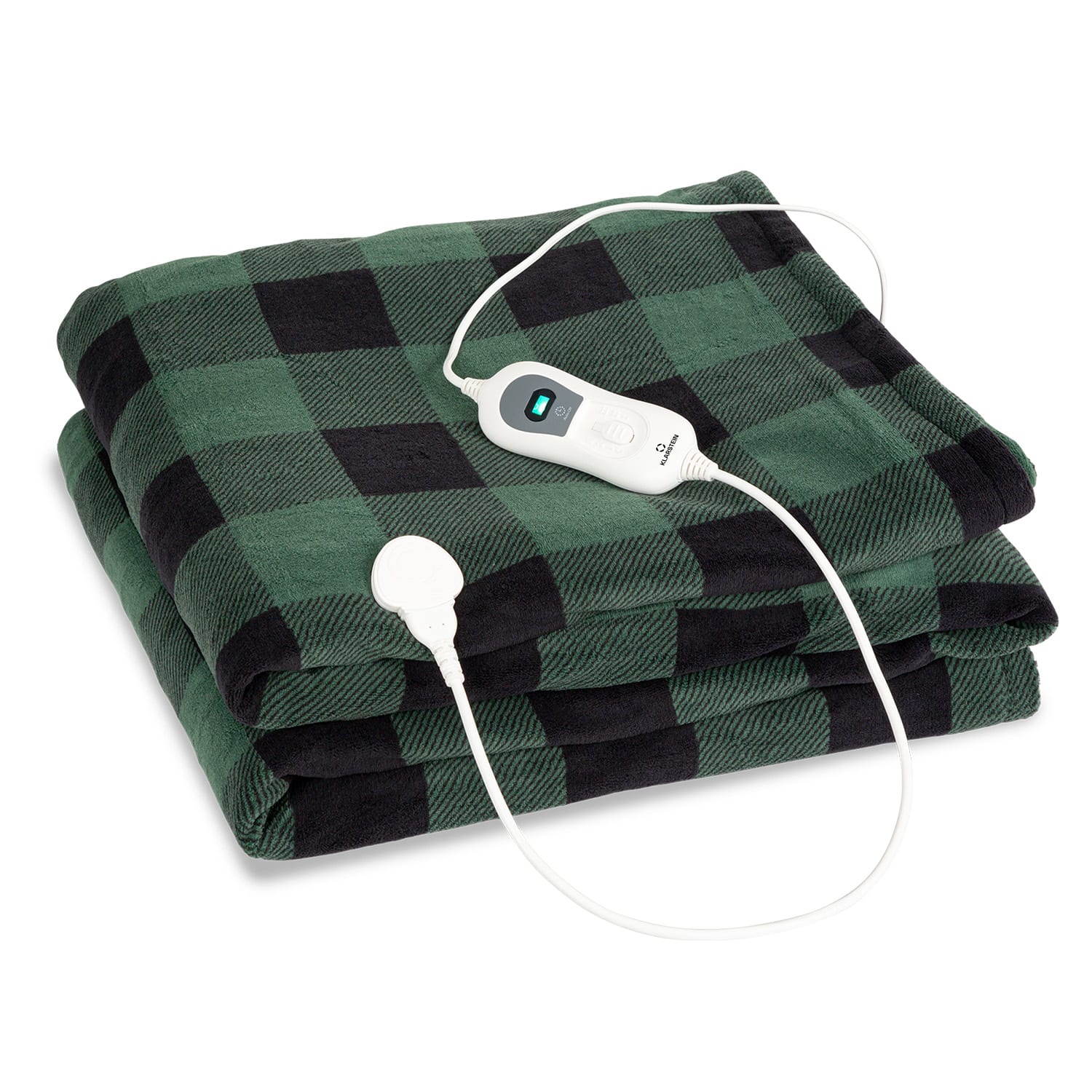 Dr. Watson XXL Couverture électrique 120W 200x180 cm polaire de corail carreaux verts