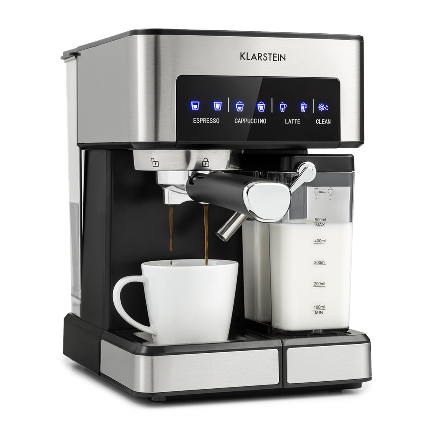 Arabica Comfort Macchina per caffè espresso, 1350W, 20 Bar, 1,8l, pannello di controllo touch in acciaio inossidabile