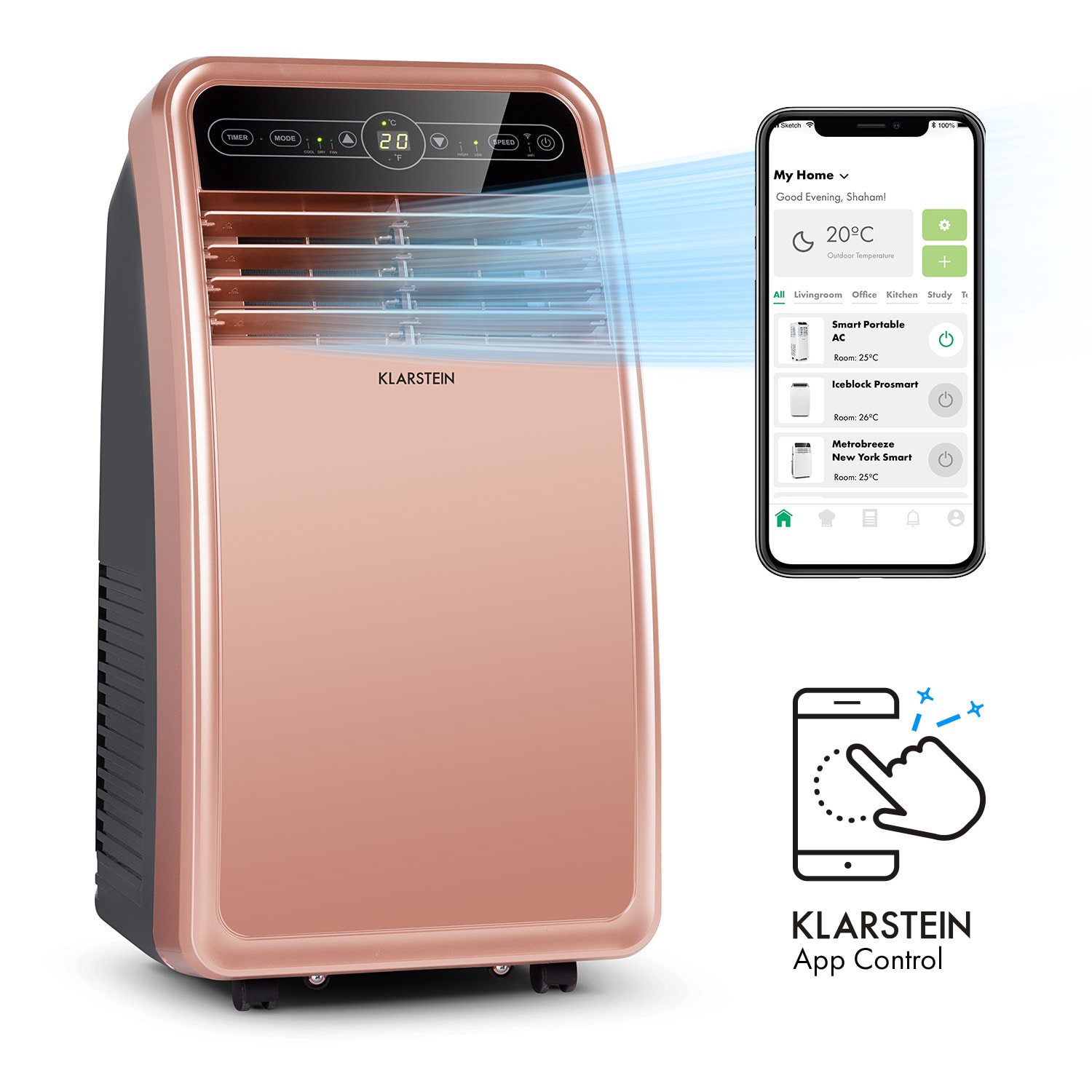 Metrobreeze New York Smart 7k mobile Klimaanlage 7000 BTU/2,1 kW EEC A Fernbedienung