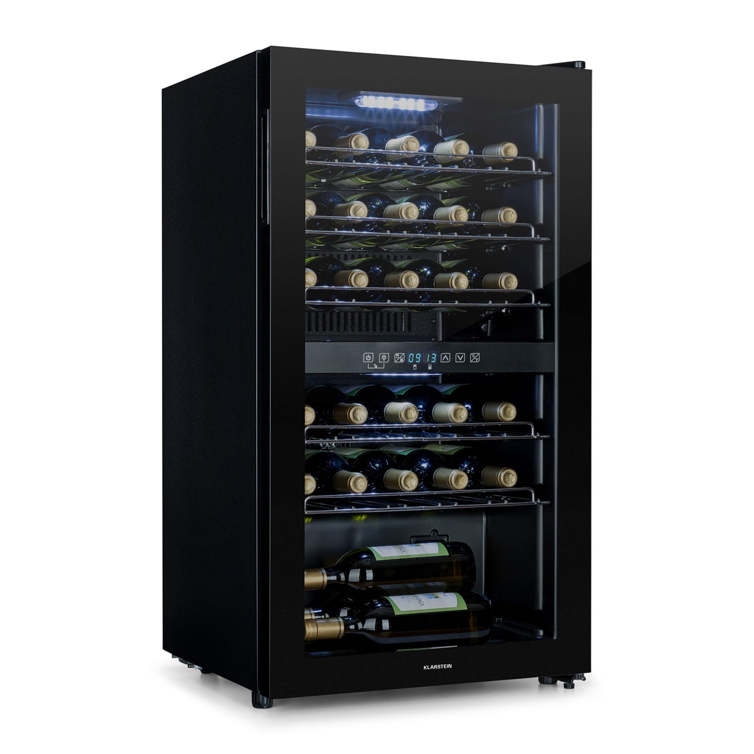 Klarstein Shiraz 29 Duo Weinkühlschrank 2 Zonen 80L/29 Flaschen 5-22°C Touch schwarz