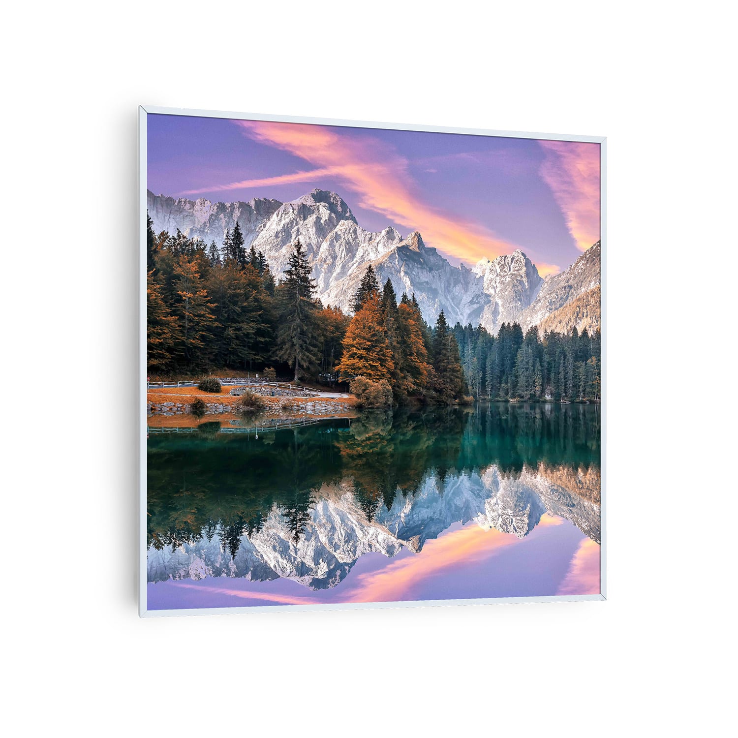 Wonderwall Air Art Smart Infrarotheizung See 60x60cm 350W weißer Rahmen