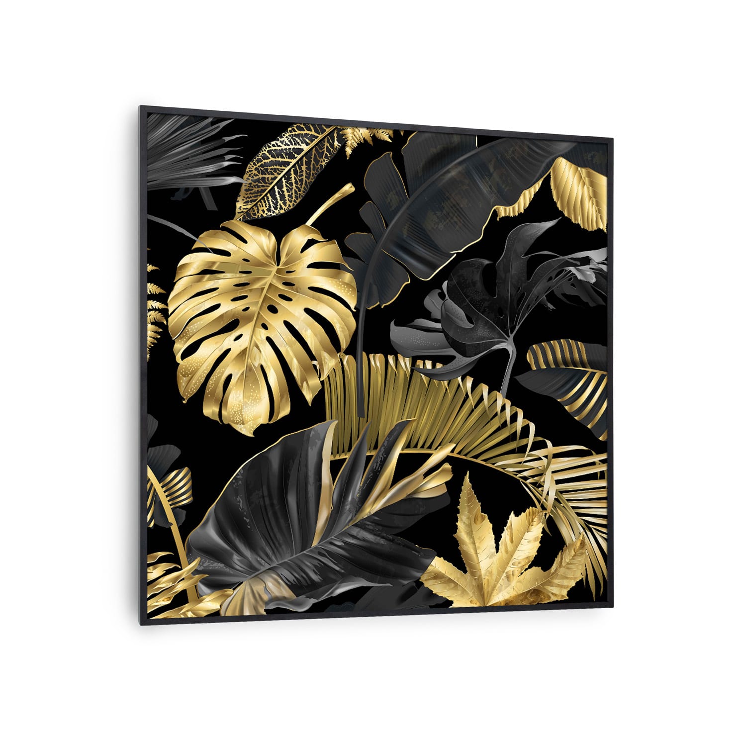 Wonderwall Air Art Smart Infrarotheizung Schwarze Blume 60x60cm 350W schwarzer Rahmen