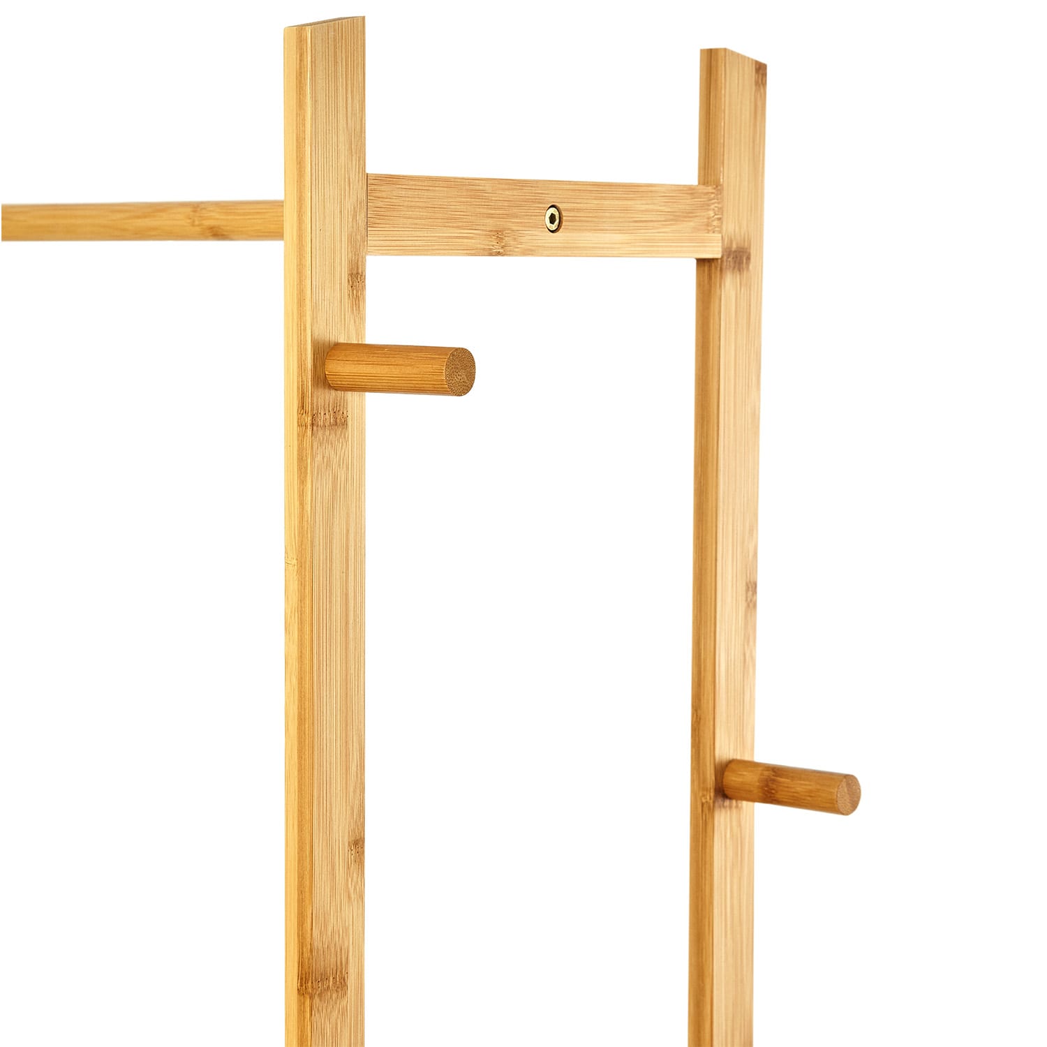 Coat rack 5 hooks 2 clothing rails storage surface bamboo