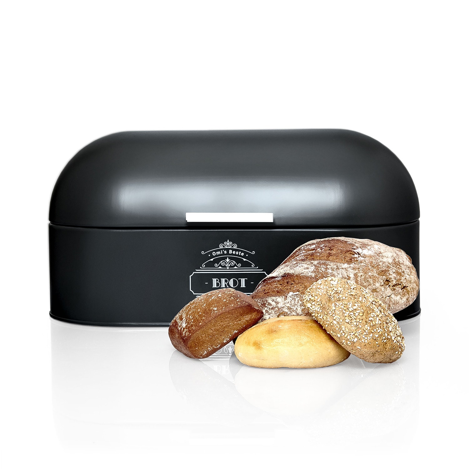 Metal bread box with wooden handle made of sheet metal aroma-tight retro look