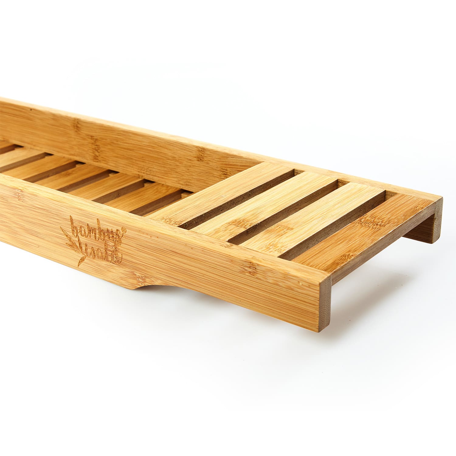 Bathtub shelf 68.5 x 4.5 x 14.5 cm lattice optics waterresistant bamboo
