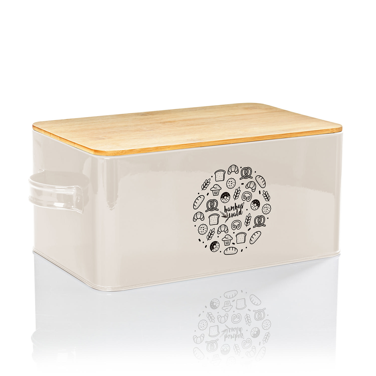 Gistad bread box sheet metal bamboo lid 44 x 16 x 21 cm (WxHxD) rectangular