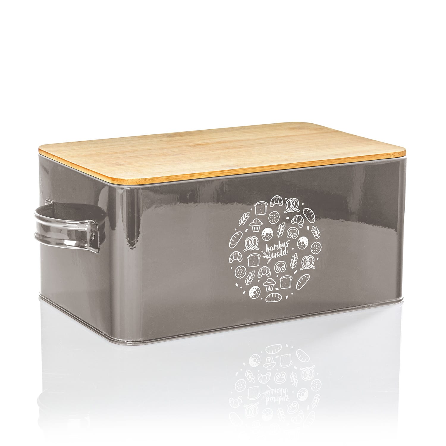 Gistad bread box sheet metal bamboo lid 44 x 16 x 21 cm (WxHxD) rectangular