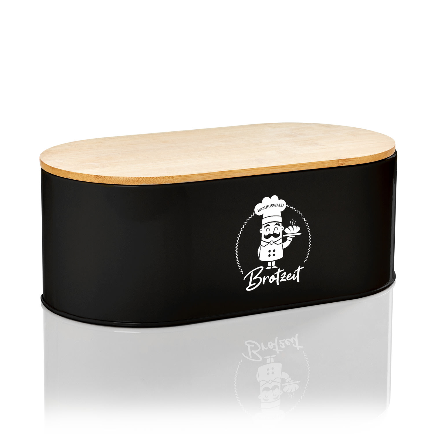 Rök Brotbox Metallblech Bambusdeckel 33,5 x 13 x 18 cm (BxHxT) oval