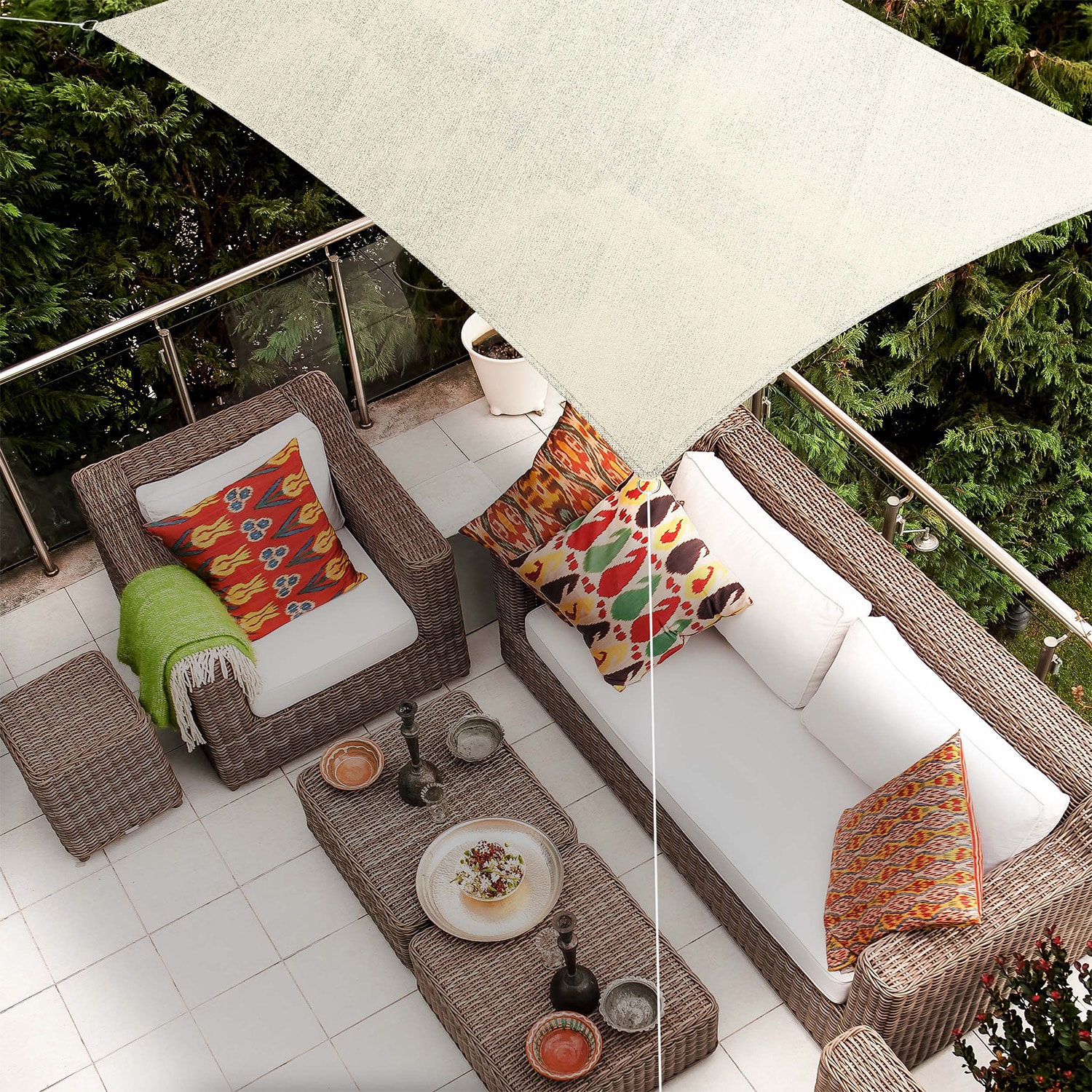 Tenda Parasole Vela Ombreggiante 3.5 x 6.5 m Impermeabile Balcone Protezione della Privacy Schermo 185gGSM Oxford per Giardino Terrazzo e Campeggio, Blu Scuro