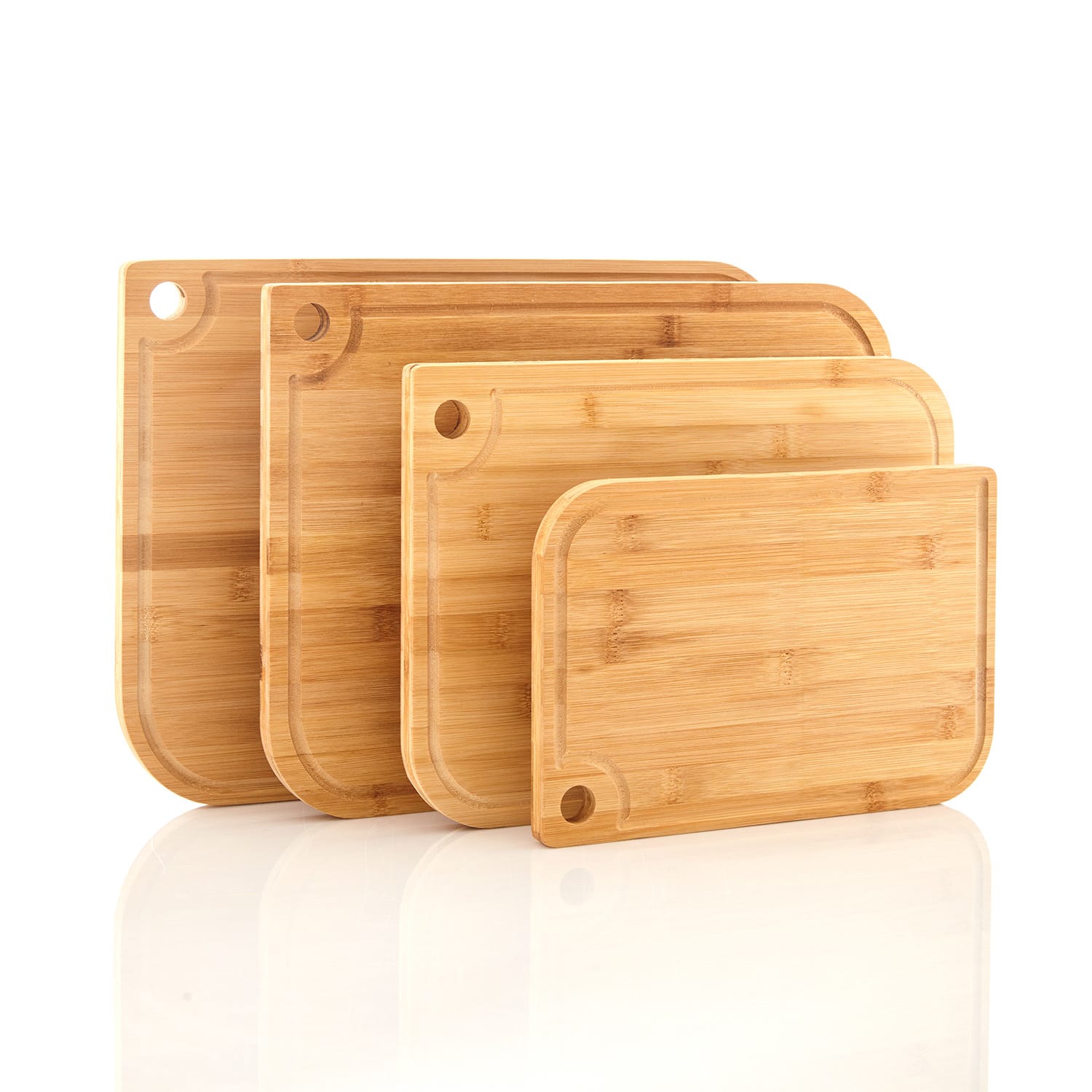 Batvik cutting board set of 4 knife-friendly juice groove bamboo