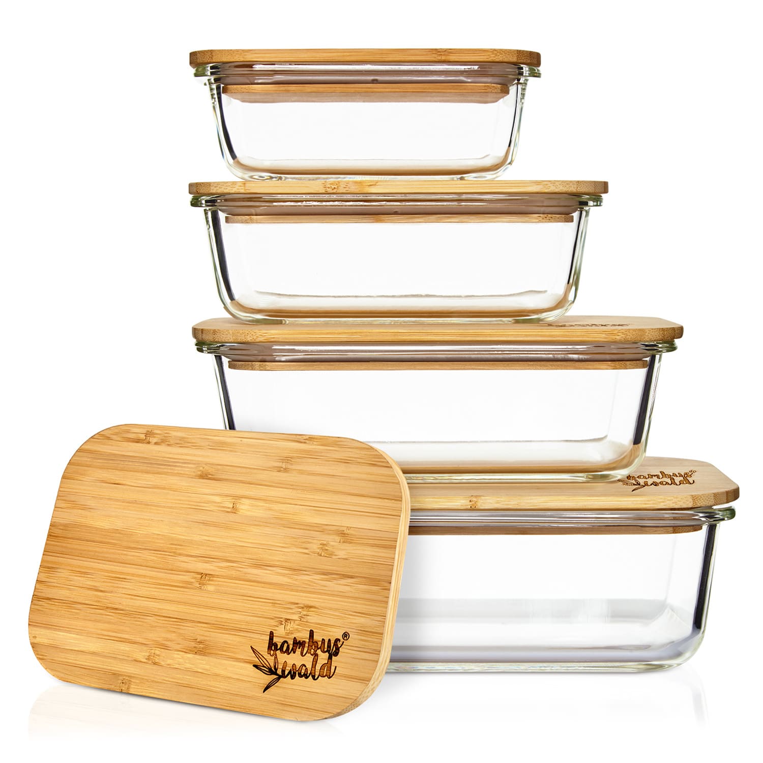 Boîte à beurre en verre avec couvercle en bambou 1520ml, 1040ml, 640ml, 370ml