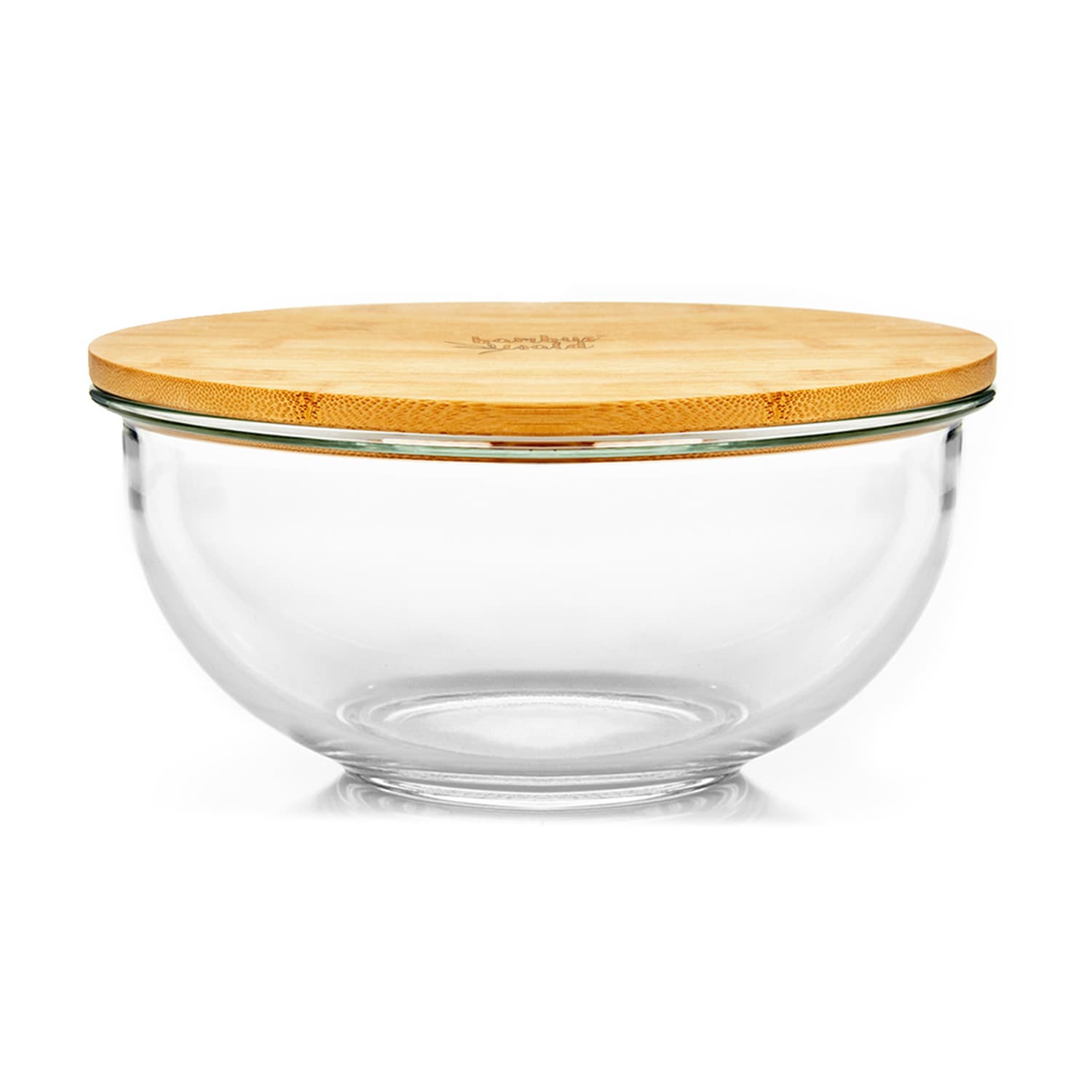 Cuenco de cristal 1365 ml Tapa de bambú Apilable Sin BPA Tamaño M