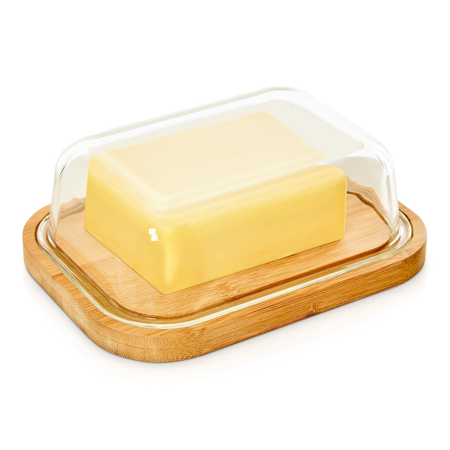 Glas-Butterdose Bambusboden luftdicht geschmacksneutral spülmaschinenfest