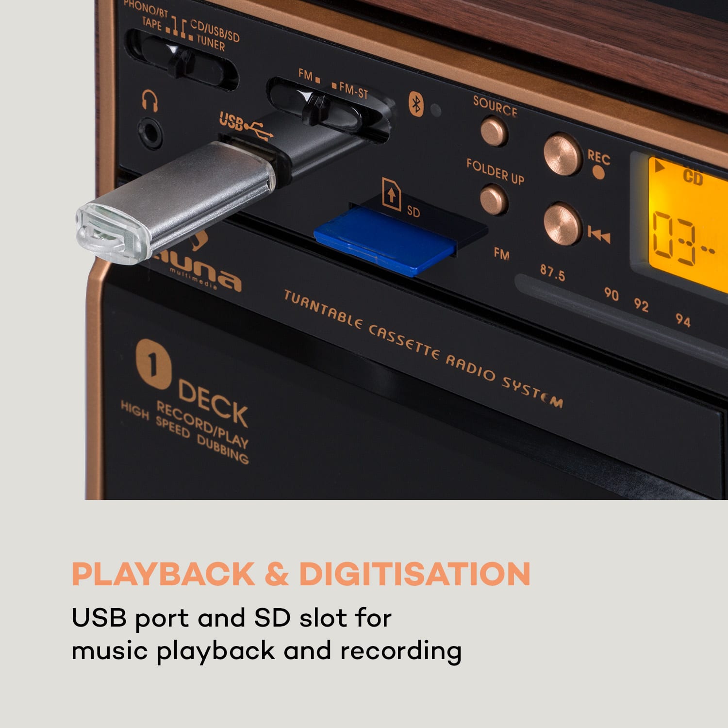 388BT Wood Stereo System HiFi System Compact System Music System