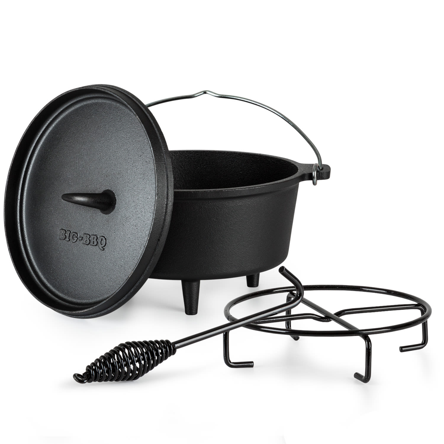 Galloway Dutch Oven 4.5 BBQ-Topf Gusseisen Standfüße Größe S / 4.5 qt