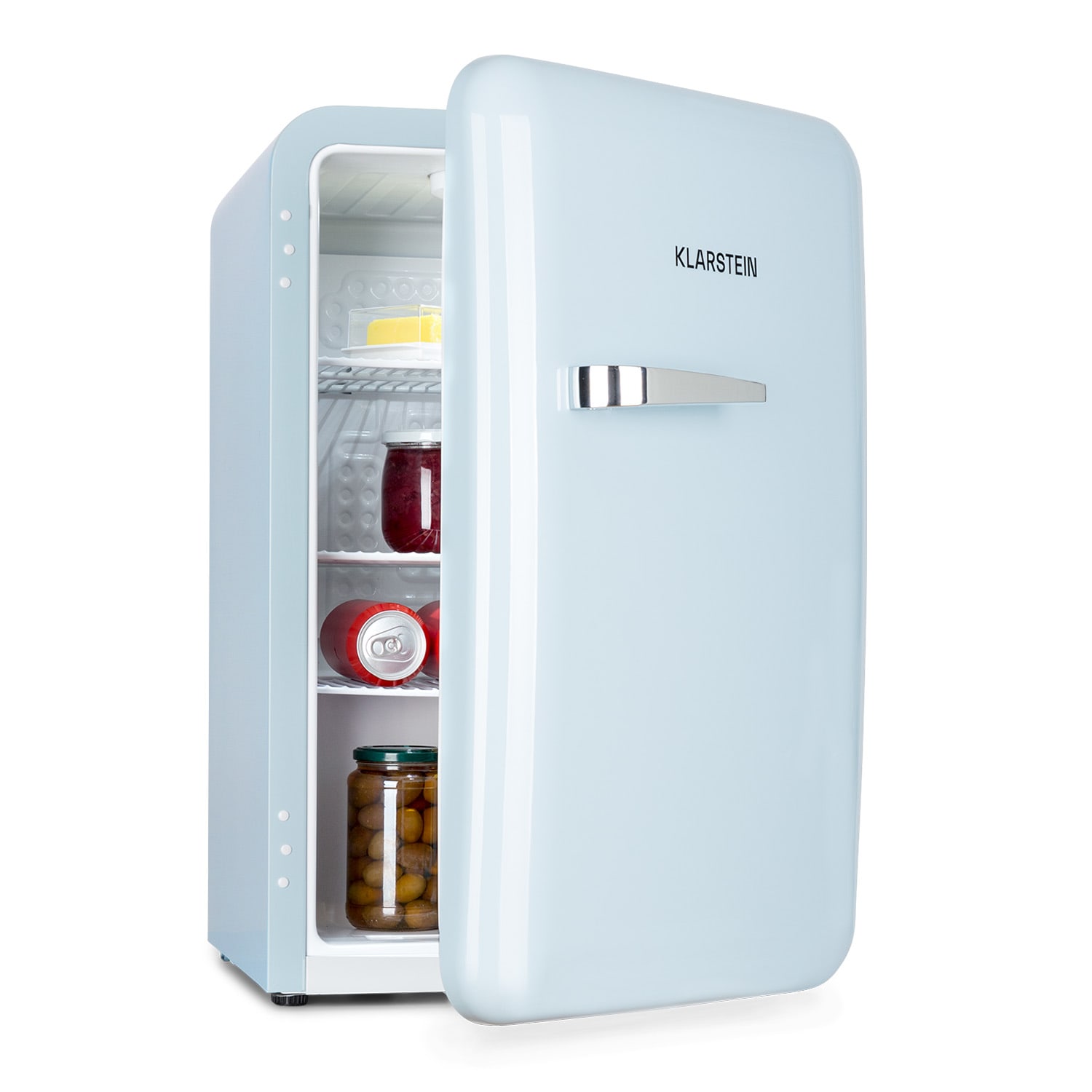 Audrey Retro-Kühlschrank 70 Liter 3 Regale 2 Türfächer Innenbeleuchtung