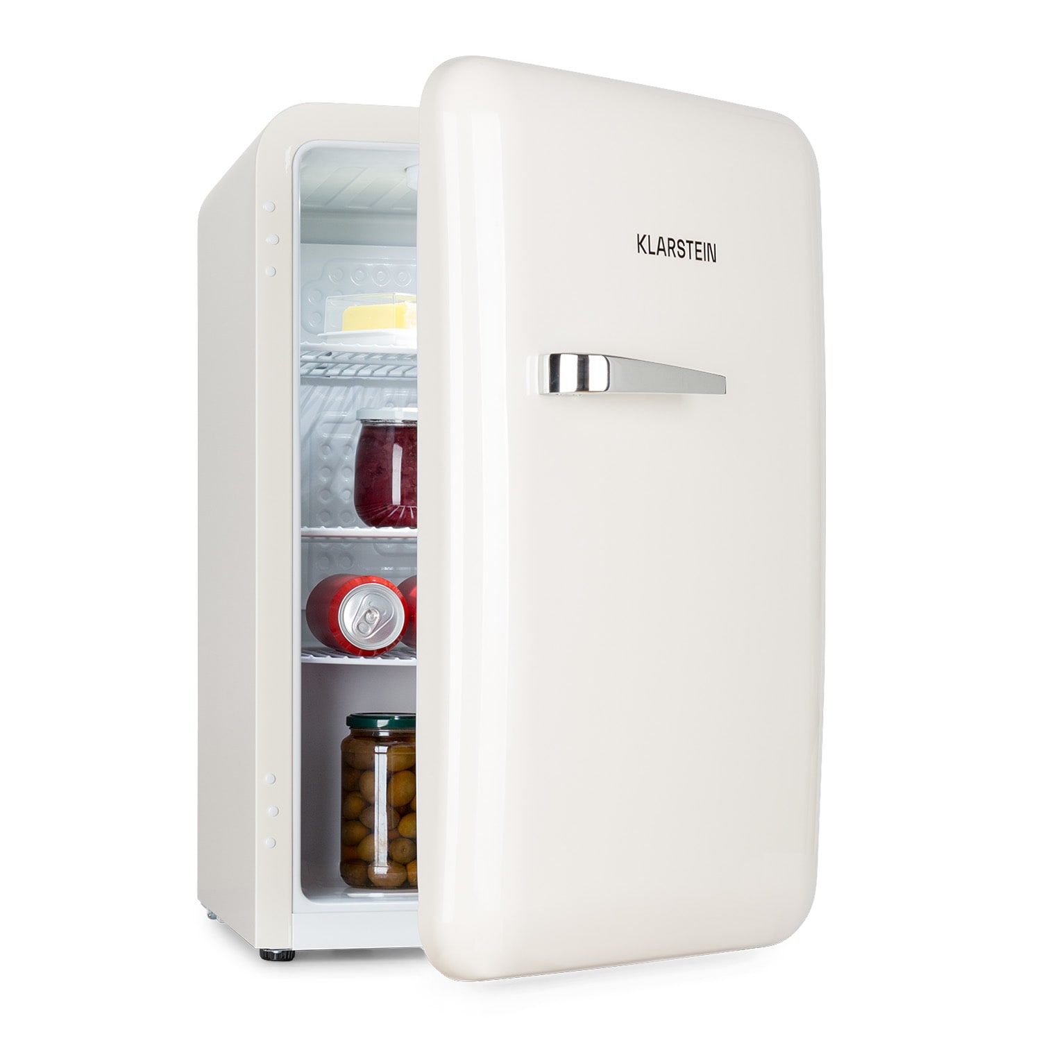 Audrey Retro-Kühlschrank 70 Liter 3 Regale 2 Türfächer Innenbeleuchtung