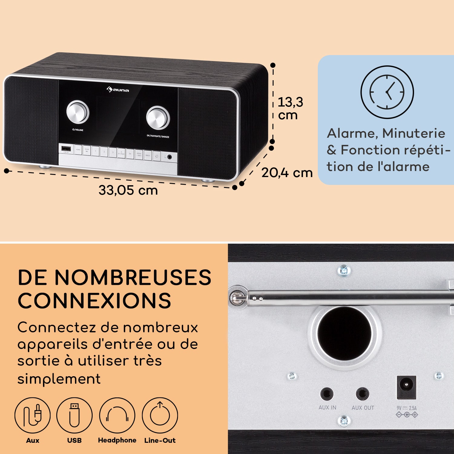 auna Connect 120 MKII radio Lecteur multimédia Enceintes