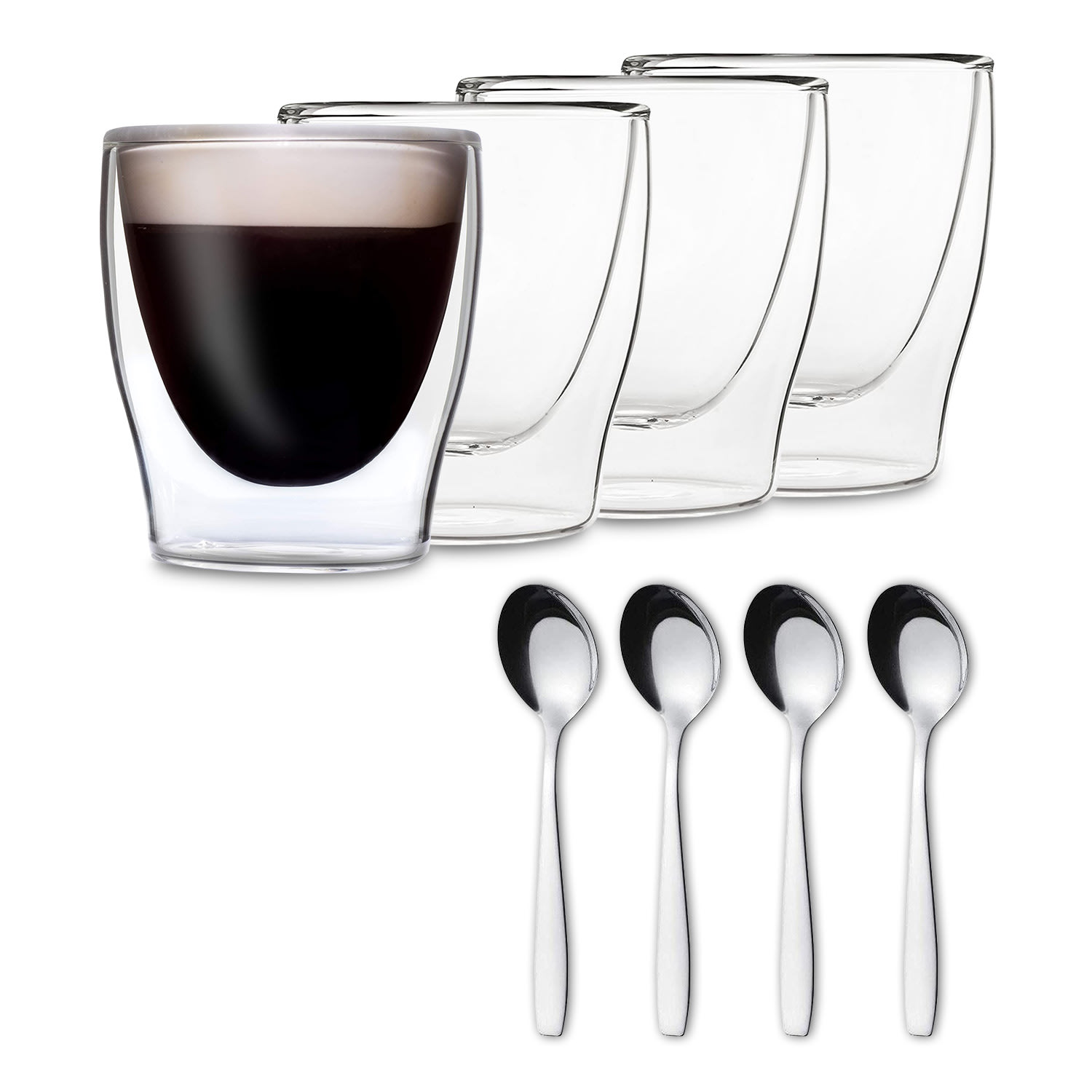 DUOS Gläser 4x 200ml + 4x Löffel