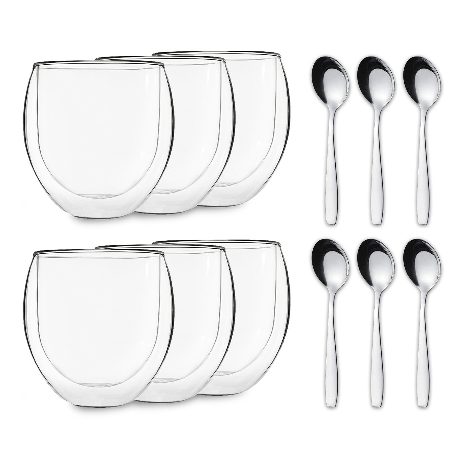 DUOS Gläser 6x 310ml Jumbo + 6x Löffel