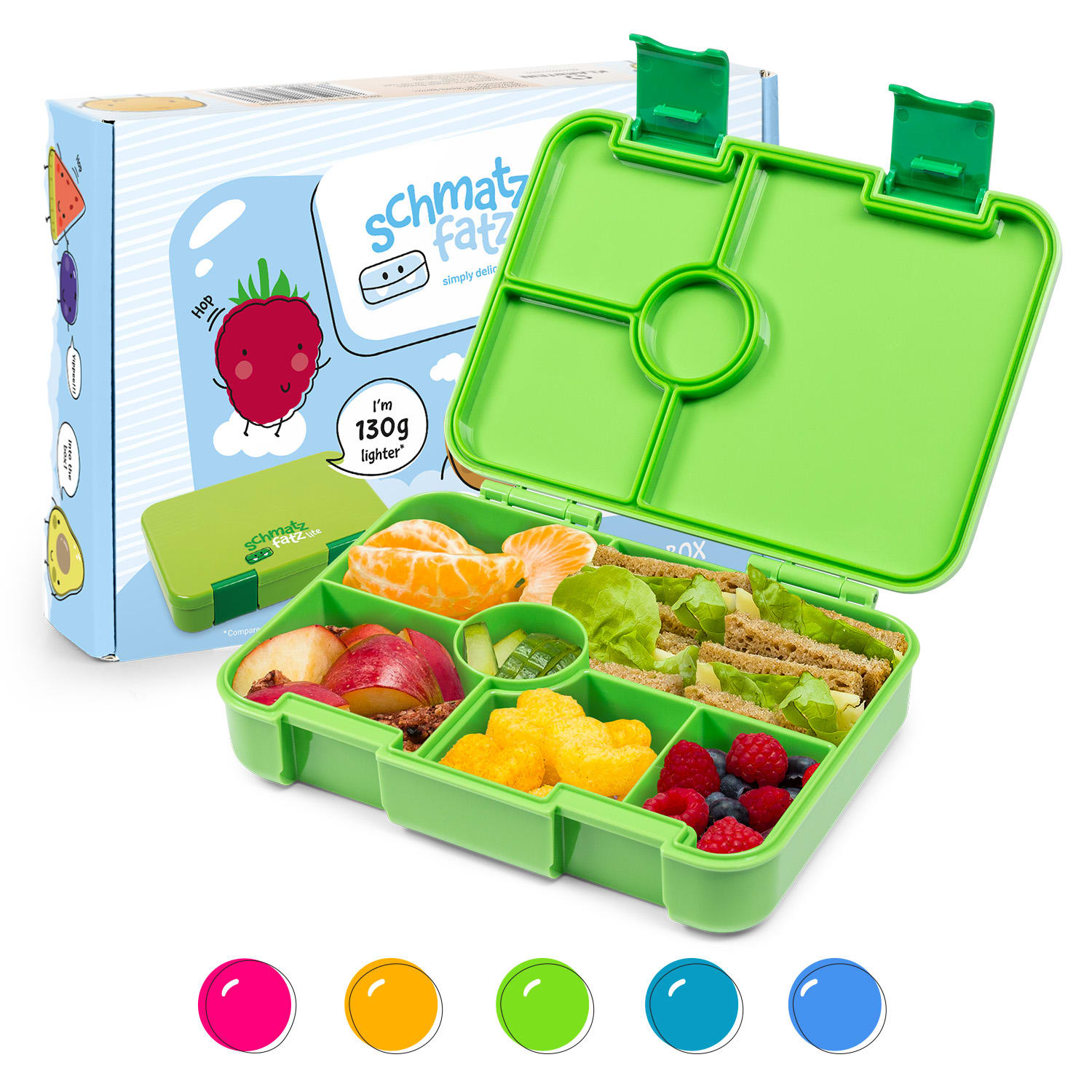 schmatzfatz by Lite Lunchbox 6 Fächer 20,8 x 4,5 x 15 cm (BxHxT) BPA-frei extra leichtes Tritan