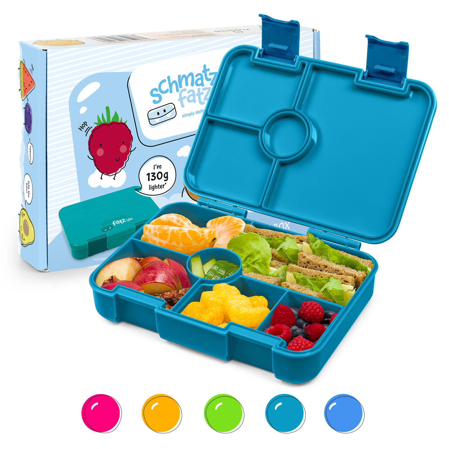 schmatzfatz by Lite Lunchbox 6 Fächer 20,8 x 4,5 x 15 cm (BxHxT) BPA-frei extra leichtes Tritan