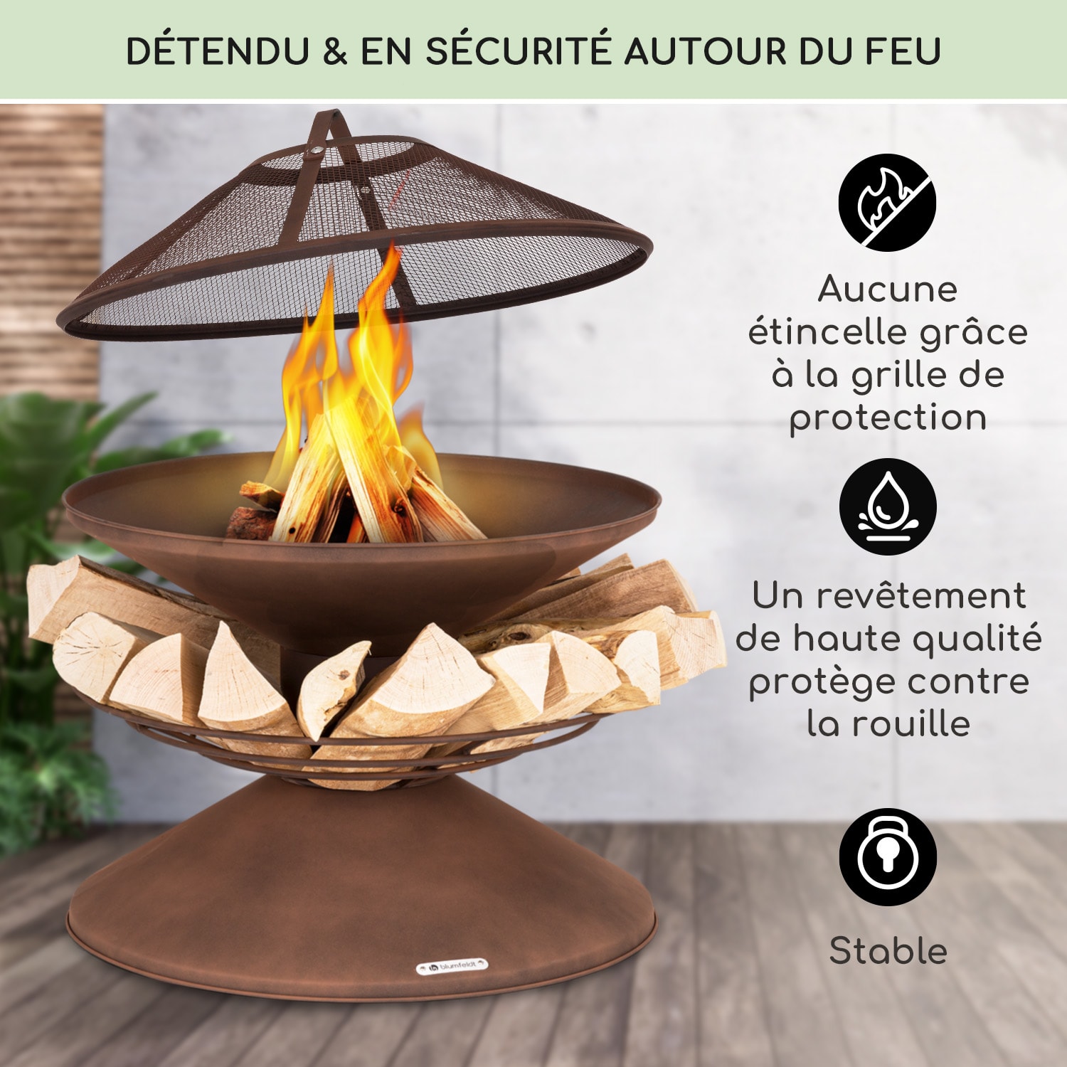 Cheminée Jardin en Fonte Barbecue Brasero extérieur Pare