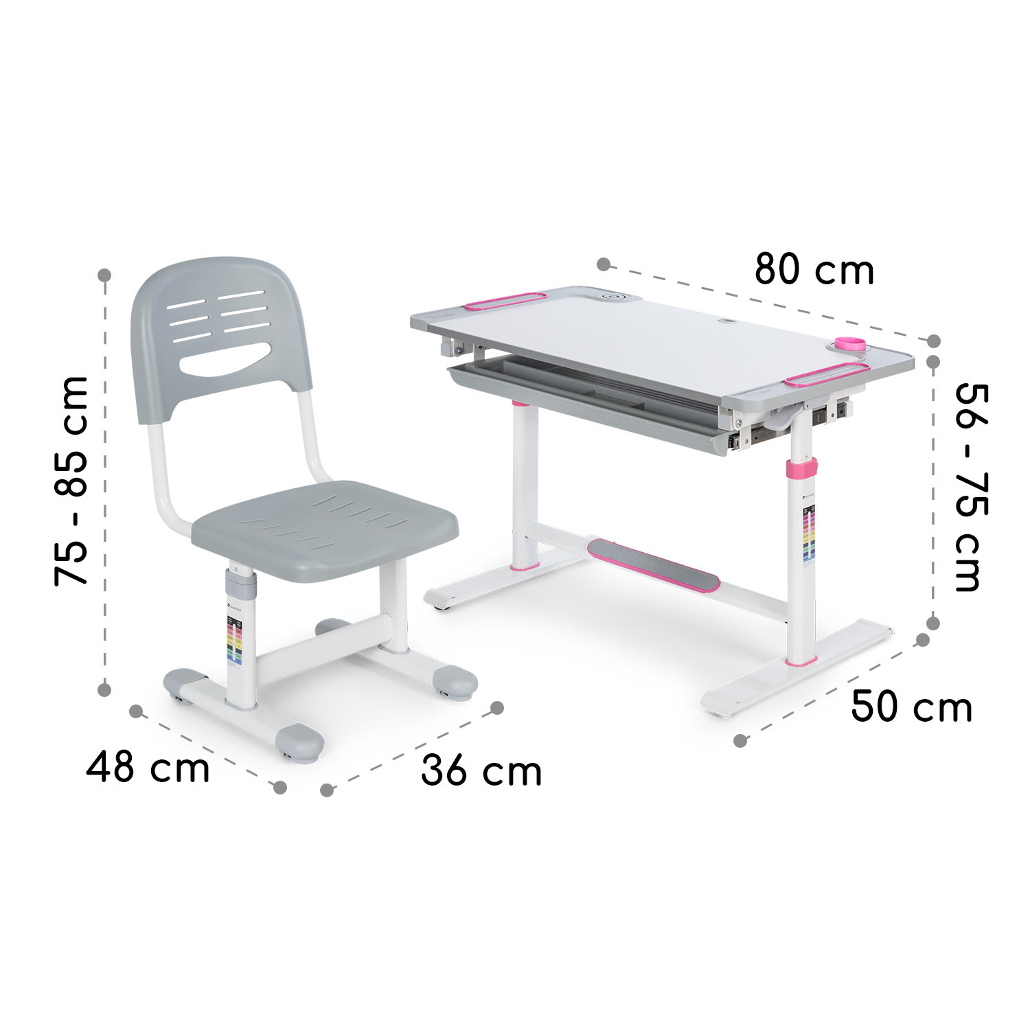 blumfeldt Tommi XL 2piece children's desk set Table with chair