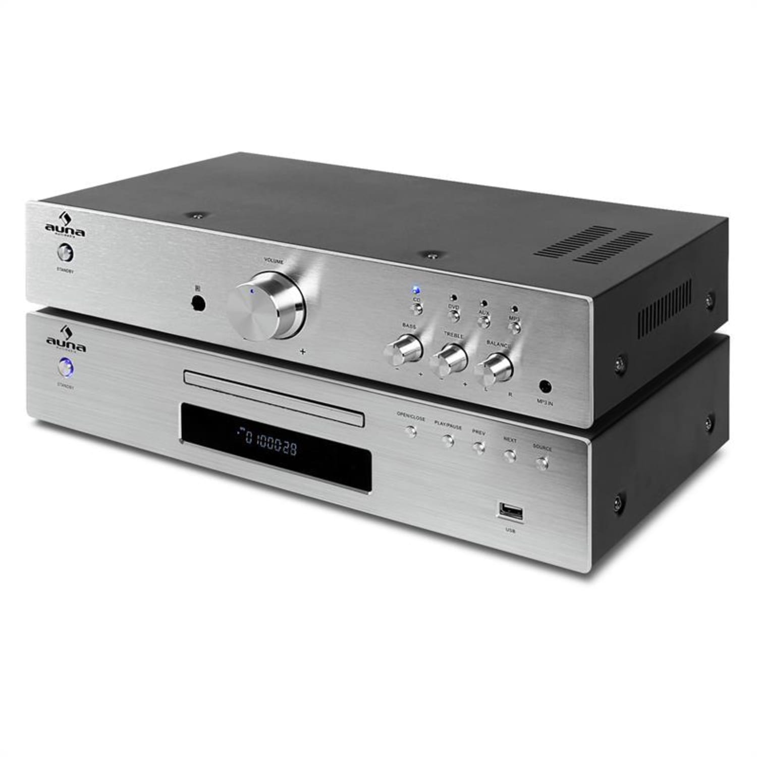 auna "Elegance Tower" 2.0 Set ampli HiFi stereo + lecteur CD