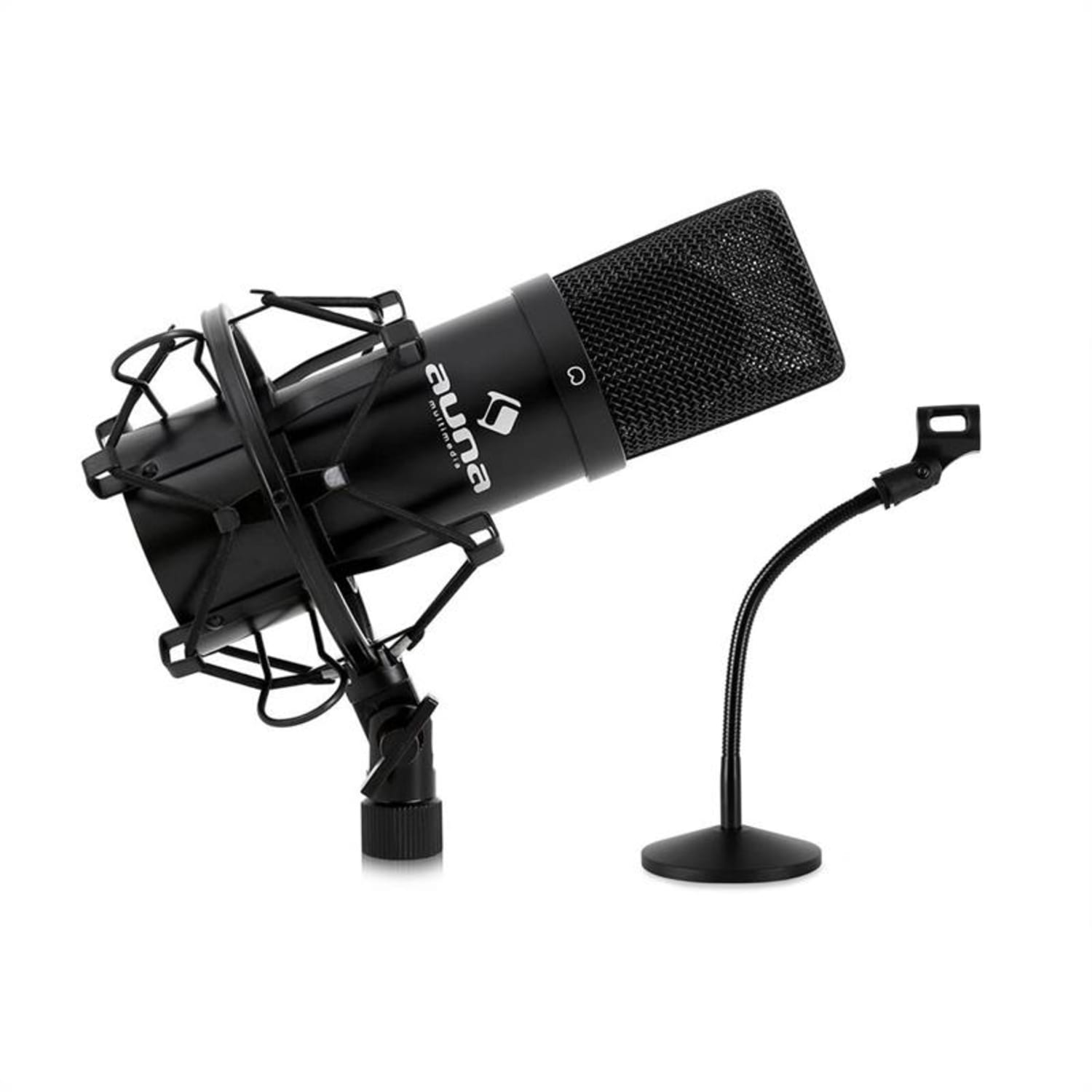 Studio Microphone Set w/ USB Mic In Black & Mic Table Stand