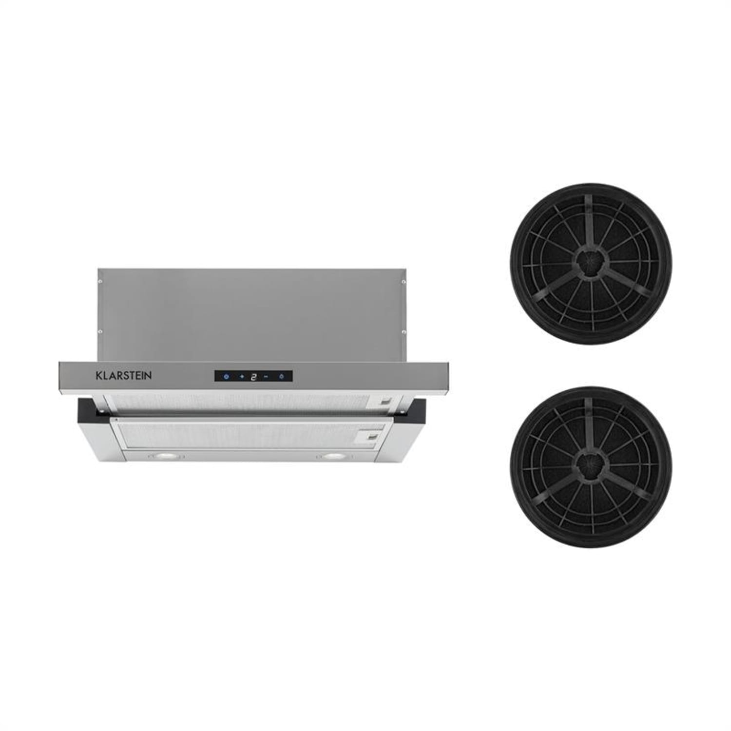 Vinea Dunstabzugshaube Umluftset 60cm 610m³/h Aktivkohlefilter silber