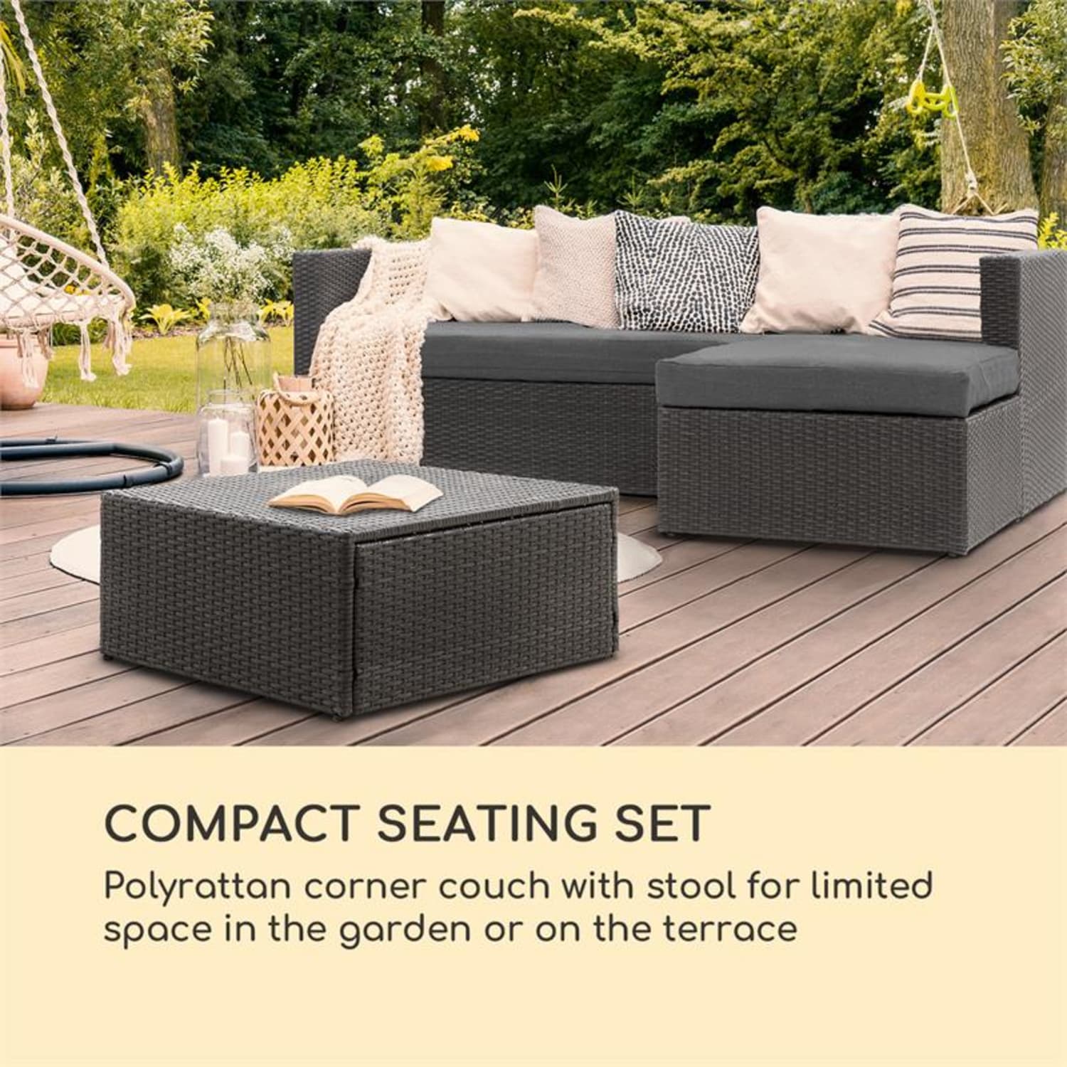 Juego de jardín Blumfeldt Theia Lounge Negro / Gris oscuro