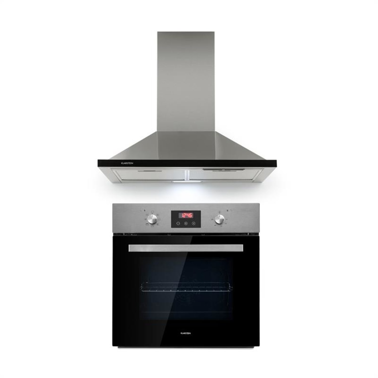 Kalahari Galina Built-In Set Oven + Cooker Hood Black Stainless Steel