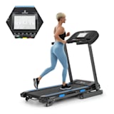 Pacemaker F120 Laufband | 2,0 PS Motorleistung | Lauffläche: 42 x 120 cm (BxL) | Geschwindigkeit: bis 12 km/h | AntiShock Suspension | Tablethalterung, Lautsprecher, Bluetooth & App | 12 Programme | LCD-Display | Pulssensor | klappbar | Bodenrollen