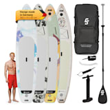 Kipu Allrounder 365 Paddleboard gonfiabile SUP-Board-Set | Set: tavola + pagaia + leash + zaino + pompa | Formato cruiser | Pagaia telescopica con opzione kayak | Materiale tavola: PVC a doppio strato con DropStitch Technology | Zaino | Kit di riparazione