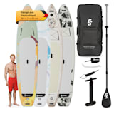 Kipu Allrounder 365 Paddelboard SUP-Board-Set | Set: Board + Paddel + Leash + Rucksack + Pumpe | Cruiser Shape | Teleskop-Paddel mit Kayak-Option | Board-Material: doppellagiger PVC mit DropStitch Technology | Schwerlastenrucksack | Reparaturset