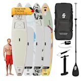 Kipu Allrounder 365 Paddleboard gonfiabile SUP-Board-Set | Set: tavola + pagaia + leash + zaino + pompa | Formato cruiser | Pagaia telescopica con opzione kayak | Materiale tavola: PVC a doppio strato con DropStitch Technology | Zaino | Kit di riparazione