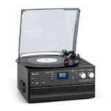 Oakland DAB Retro Stereo | DAB+/FM Radio Tuner | Bluetooth Function | Record Player | Belt Drive with 33/45/78 rpm. | CD Player | Cassette Deck | MP3 Recording | USB Port and SD Slot with MP3 Encoding | incl. Remote Control