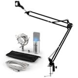 MIC-900S-LED USB Microphone Set V3 Condenser Microphone + Microphone Arm Cardioid Silver