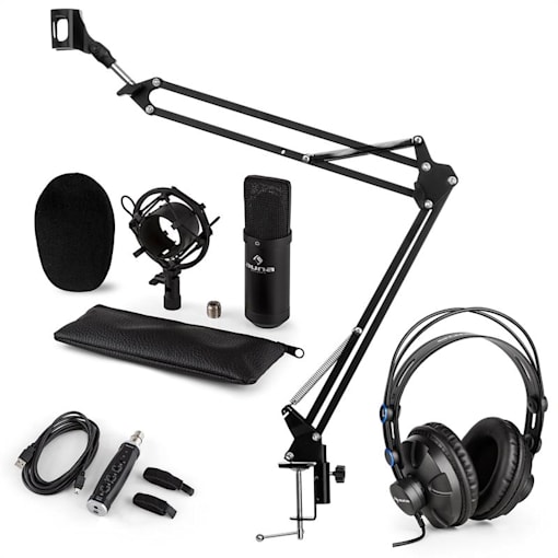 auna CM001B Set V3 Micro à condensateur + adaptateur USB + bras - noir