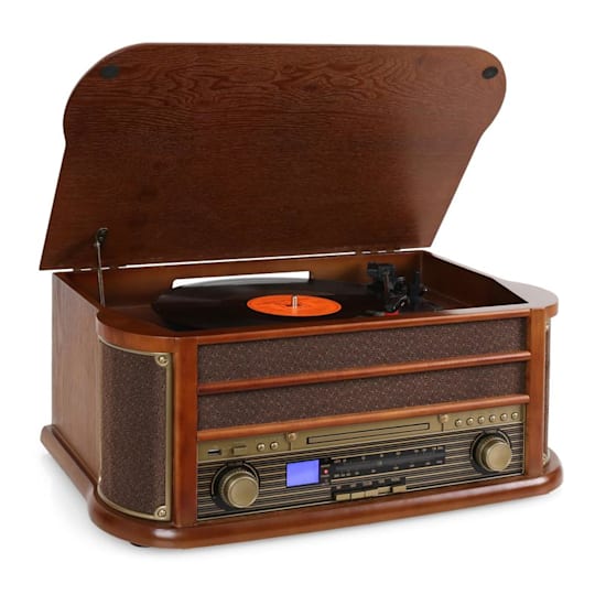 Lecteur de disques vinyle USB portable en bois