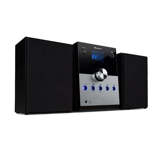 auna NR-620 DAB equipo de música madera tocadiscos DAB+ reproductor de CD  negro Madera Negra