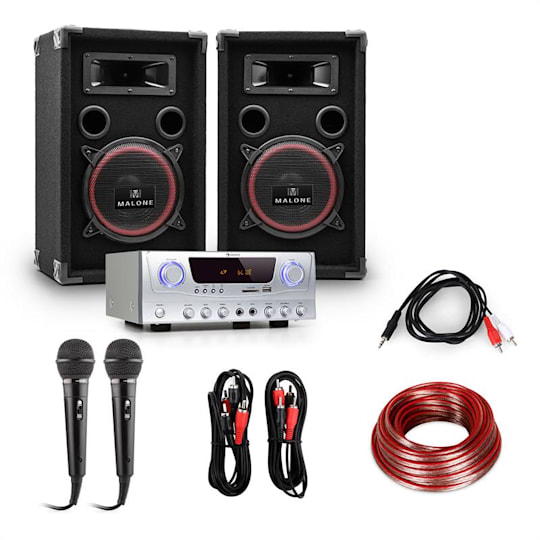 Kit Sono DJ 500W avec 2 Haut-Parleurs SL8 + Amplificateur Bluetooth FPL500