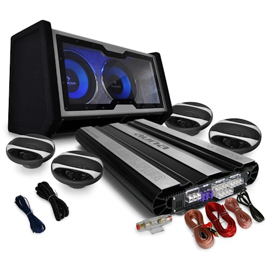 Electronic-star Set sono pour voiture : Système 4.1 avec ampli , caisson de  basses avec 2 subwoofers de 12 & kit éclaté d'enceintes - Cdiscount Auto