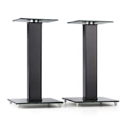 BS-03S-BK Speaker Stands Pair Aluminium Glass MDF Cable Duct incl. Spikes Black