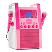 KA8P-V2 PK Karaoke AUX e CD com 2x microfones cor de rosa 